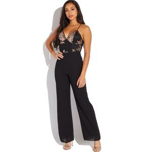 Sequin Embellished Wide-leg Jumpsuit